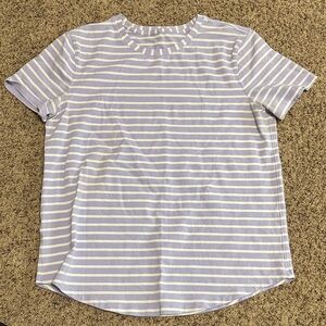lululemon athletica Blue and White Striped Short Sleeve Tee